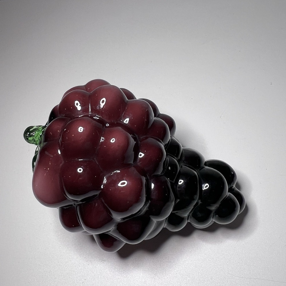 Handblown Purple Glass Grape Cluster 5"
